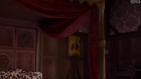 Rapunzel sees cock and tries footjob [Animation]