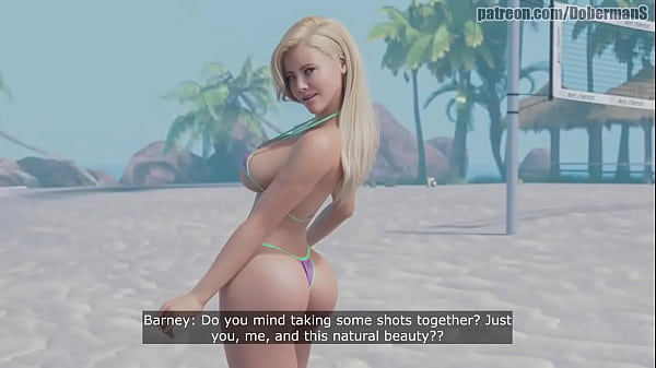 3D animation rubia de grandes tetas follando en la playa