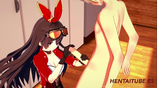 Genshim Impact Hentai - Amber Handjob, Blowjob, Boobjob and fucked with cum in her mouth and pussy 1/2