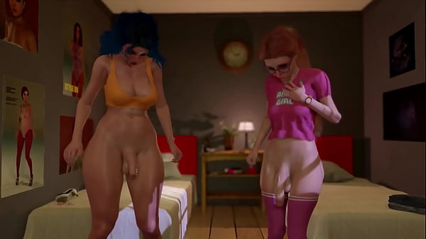 The Two Girls got Dicks and started to Fuck - 3D Shemale Futanari