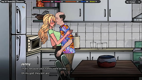 A lustful landlord teaches innocent Jenny passionate kissing