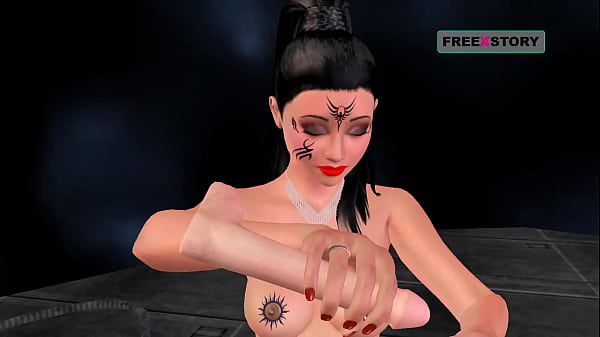 Animated 3D cartoon Indian Girl giving various sex poses and masturbating using banana.