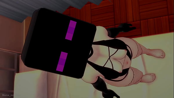 with an Enderman mask she fucks in the infirmary, she is wet and in a swimsuit