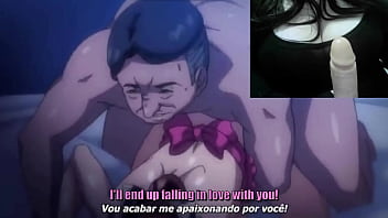 Gothic with big tits watching Hentai