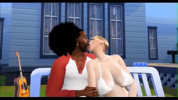 White bimbo milf fucks black pool guy while family is away