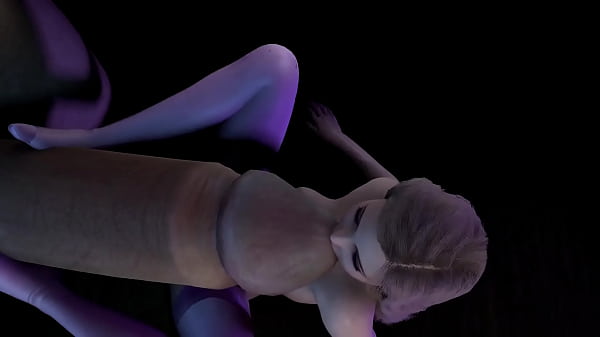 A blonde girl is trying her best to satisfy a Giant'_s Dick