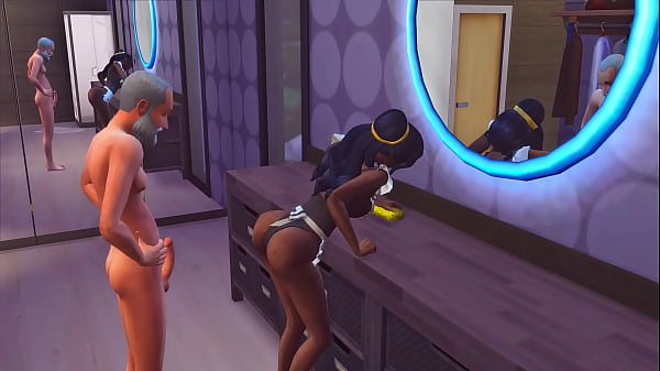 Elderly man eating hot maid//The sims 4//hentai